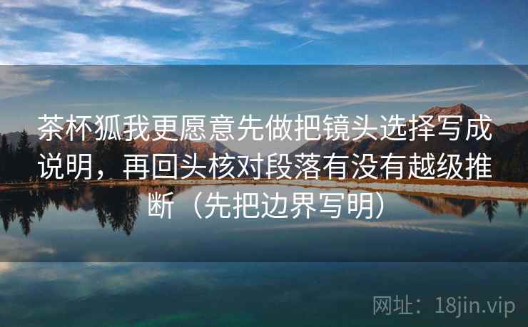 茶杯狐我更愿意先做把镜头选择写成说明,再回头核对段落有没有越级推断(先把边界写明)